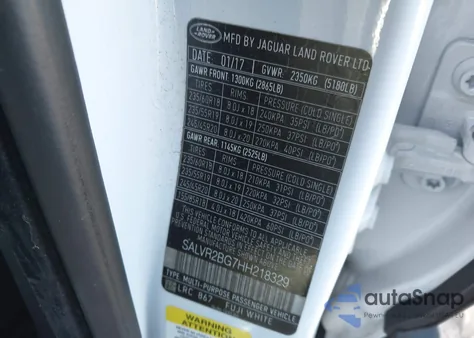 2017 Land Rover Range Rover Evoque Hse z USA, uszkodzony, nr VIN SALVR2BG7HH218329